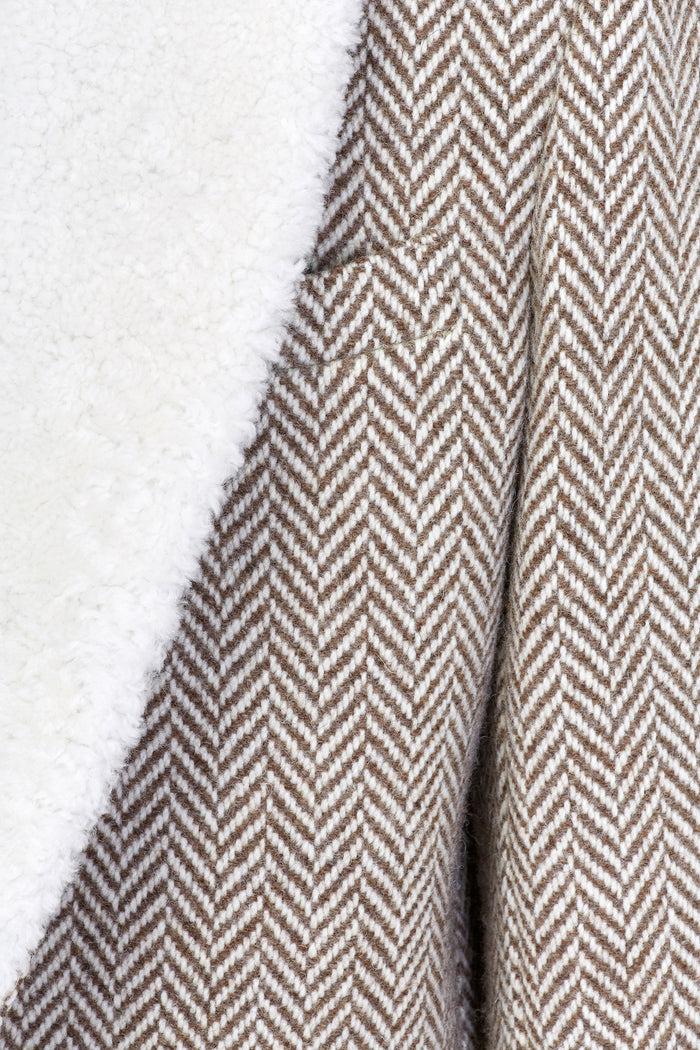 Giuliva Heritage Collection Gerolamo Coat In Grand Herringbone And Shearling