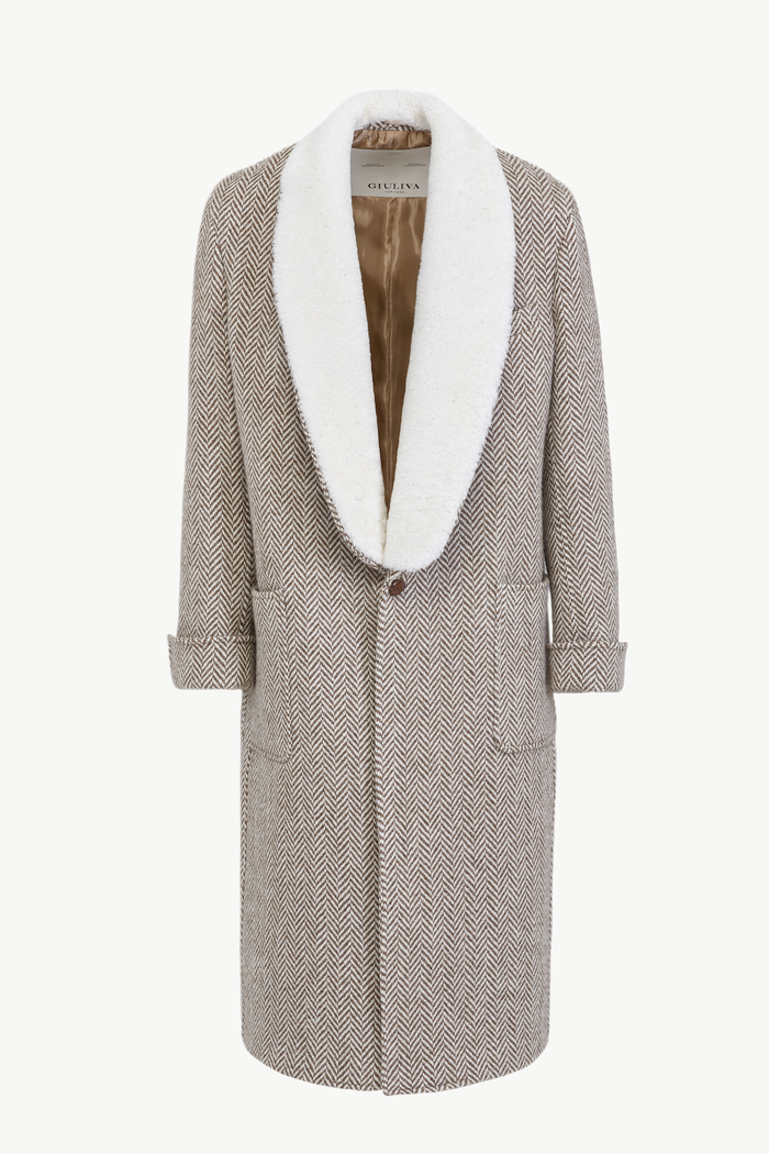 giuliva heritage collection Gerolamo Coat in Grand Herringbone and Shearling