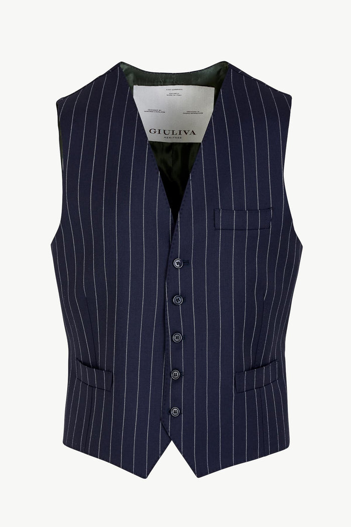 giuliva heritage collection Giano Waistcoat in Wool Pinstripe