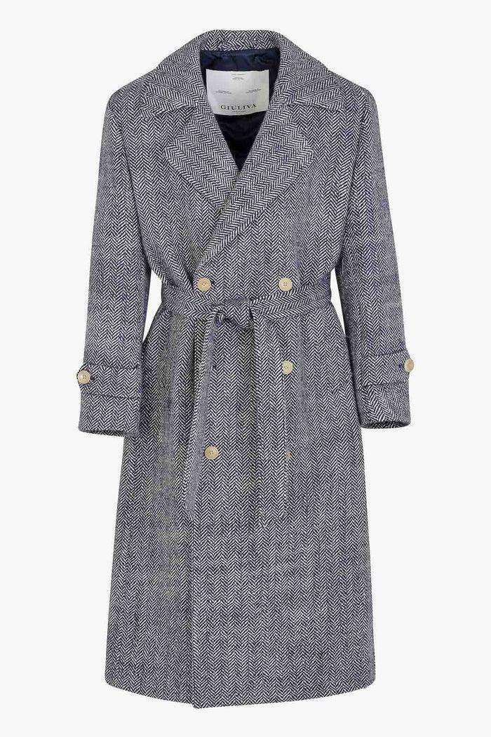giuliva heritage collection Jacques Trench Coat in Wool Herringbone