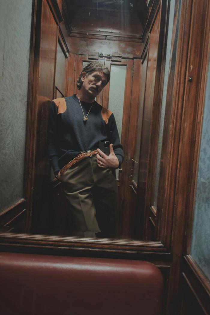 Giuliva Heritage Collection Lucio Unisex Sweater Wool Knit And Suede