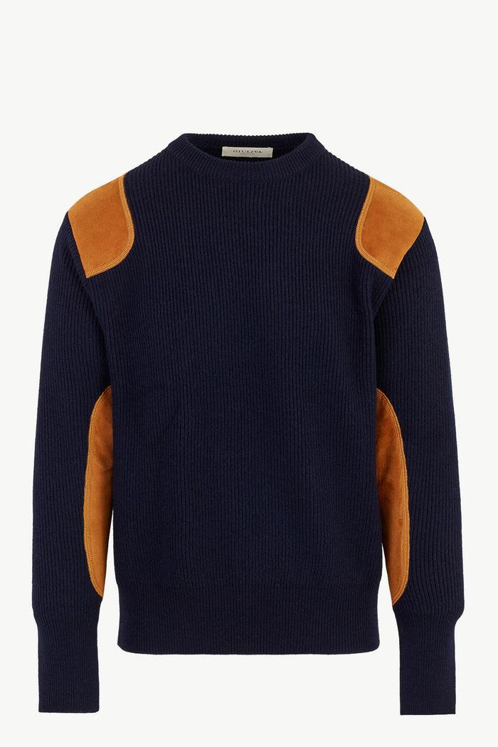 giuliva heritage collection Lucio Unisex Sweater Wool Knit and Suede