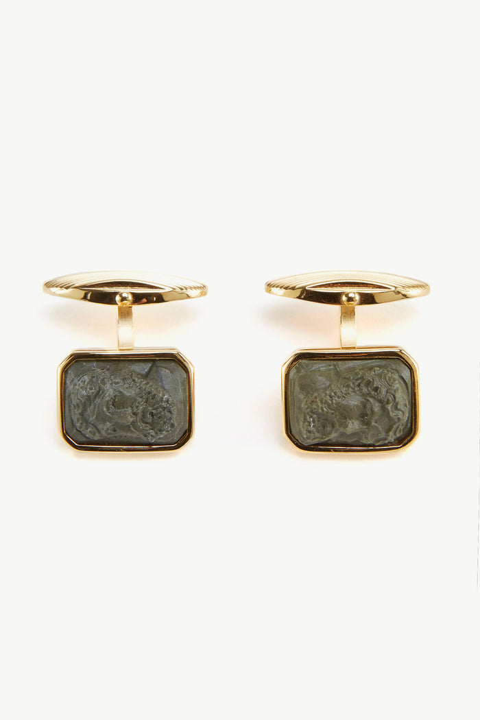 giuliva heritage collection Neptune Cufflinks in Lava Stone and Brass