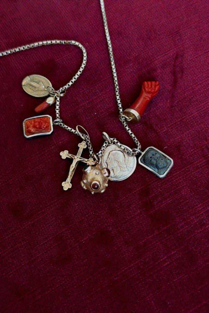 Giuliva Heritage Collection Neptune Pendant In Brass And Lava Stone