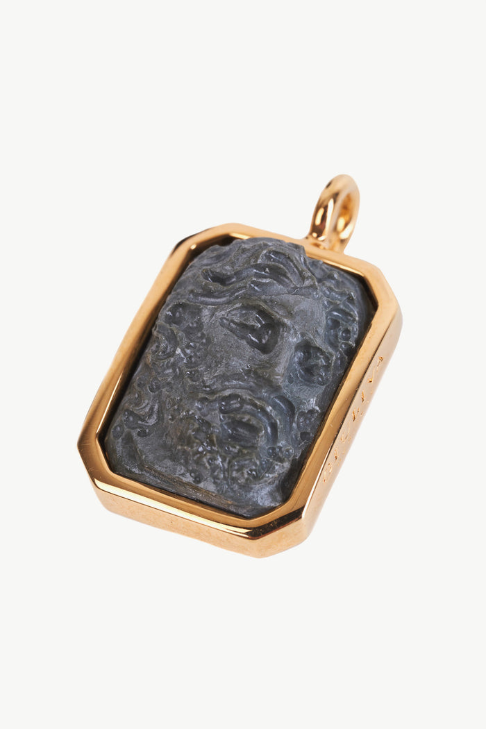 giuliva heritage collection Neptune Pendant in Brass and Lava Stone