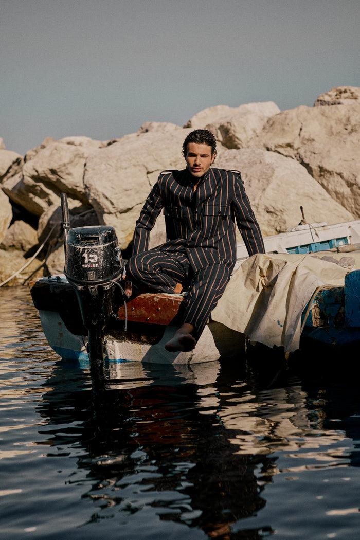 Giuliva Heritage Collection Newton Jacket In Wool Pinstripe