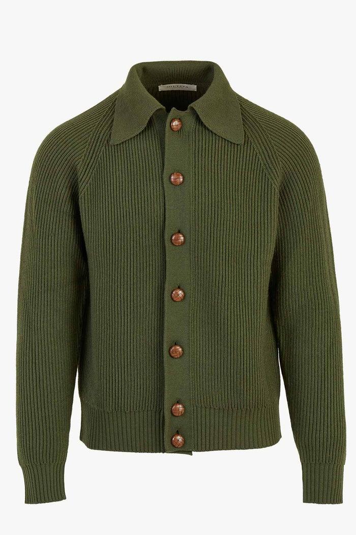 giuliva heritage collection Nino Cardigan in Ribbed Wool Knit
