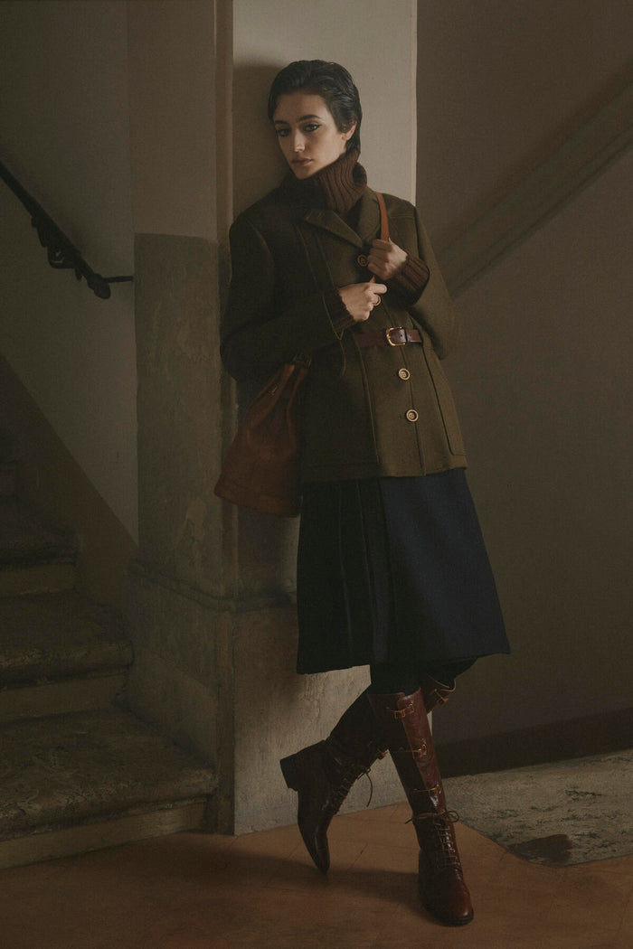 Giuliva Heritage Collection Nora Jacket In Wool Whipcord With Belt