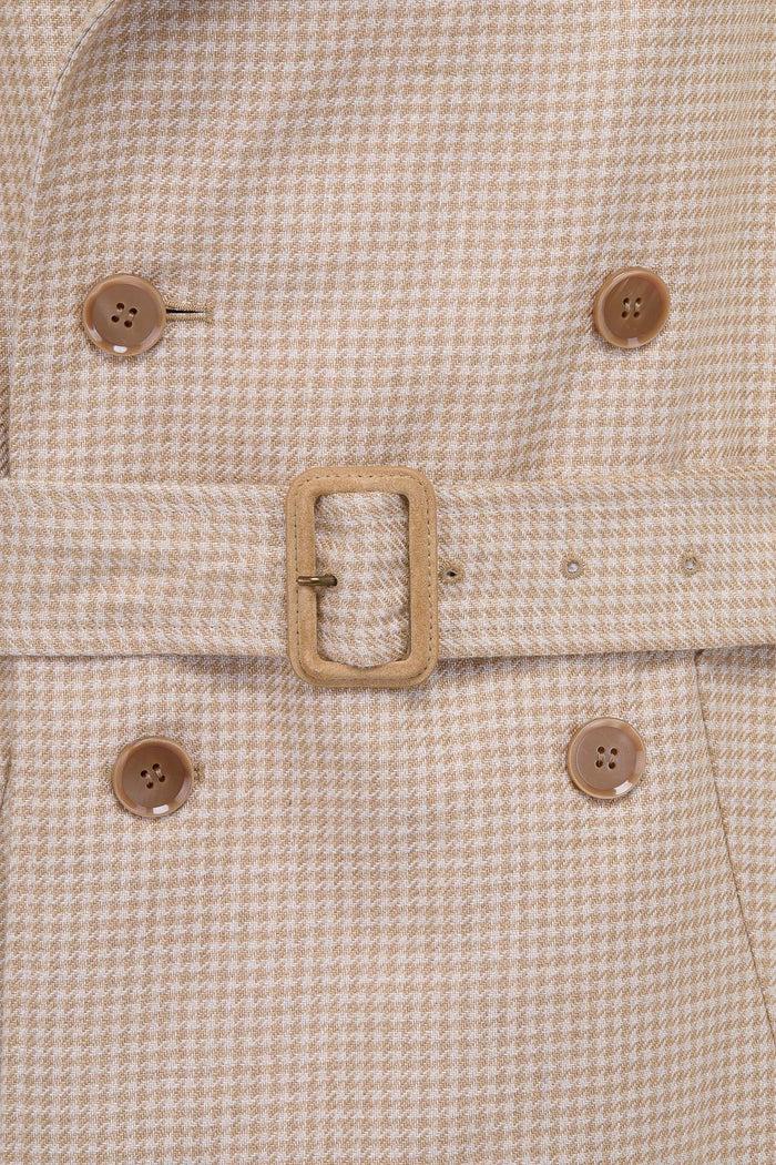 Giuliva Heritage Collection Oscar Trench Coat In Linen Houndstooth