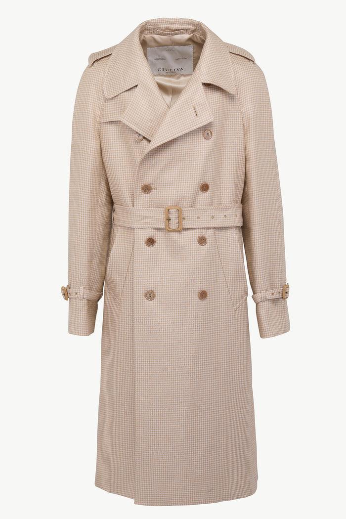 giuliva heritage collection Oscar Trench Coat in Linen Houndstooth