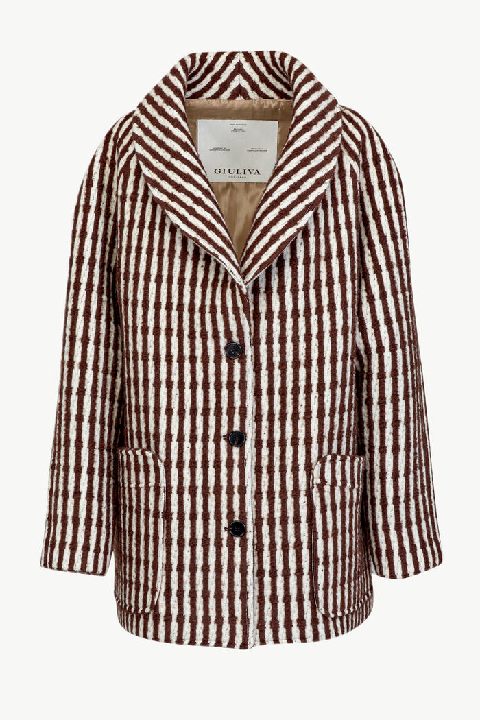 giuliva heritage collection Rosella Coat in Chunky Wool Stripes
