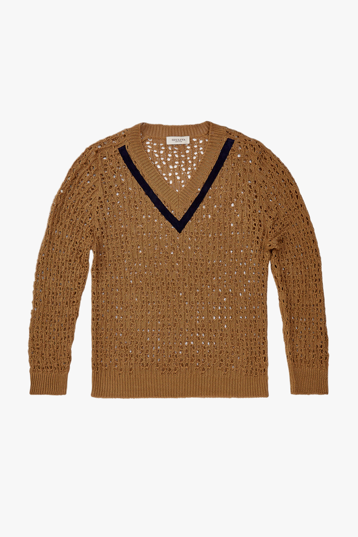 giuliva heritage collection The Ambrogio Unisex Sweater in Linen and Lambskin