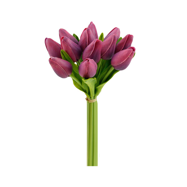 glam style 1 Dozen Real Touch Tulip Bud bouquet-13.25"