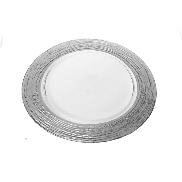 glam style 13"D Set of Four Flat Chargers with Silver