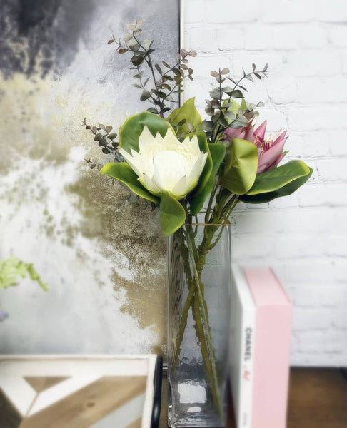 Glam Style 21"Quality Artificial King Protea Cynaroides-real Touch Leaf: Dusty Pink