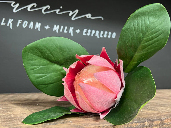glam style 21"Quality Artificial King Protea Cynaroides-real touch leaf: Dusty Pink
