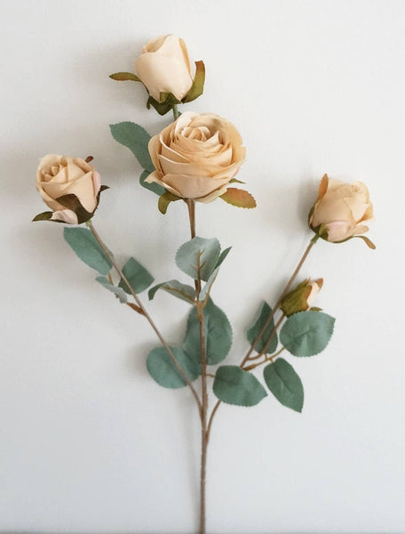 glam style 25'' Silk Rose Single Spray Home Decor Cream