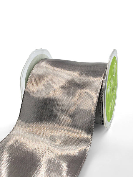glam style 3¾" Silver Woven Metallic Shimmer Wired Ribbon