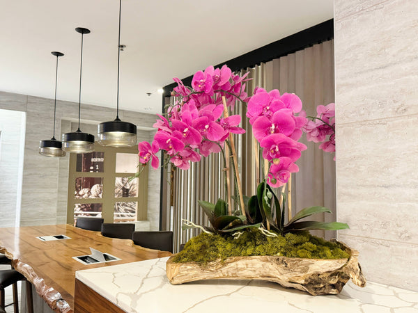 Glam Style 36" Real Touch Phalaenopsis Orchid-Large Bloom 9 Flowers: Natural Fuchsia