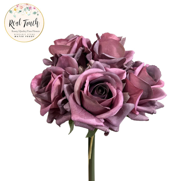 Glam Style 5-stem Rose Bouquet-Lifelike Real-touch Large Rose: Fuchsia