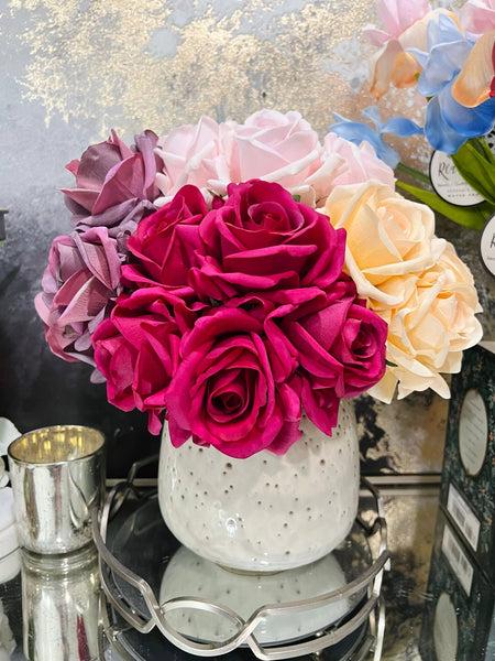 Glam Style 5-stem Rose Bouquet-Lifelike Real-touch Large Rose: Rose Gold