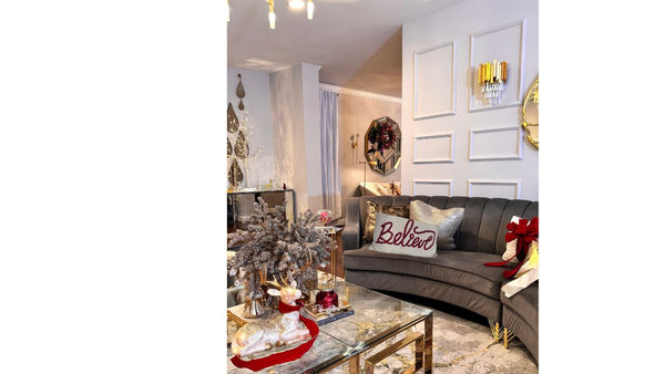 Glam Style Believe Glam Beaded Christmas Throw Pillow 16x12