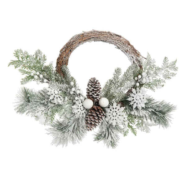 glam style Christmas Frosted White Evergreen Wreath