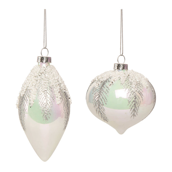 glam style Christmas Glass Iridescent Beaded Elegant Ornament Set 2