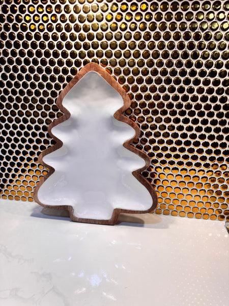 Glam Style Christmas Tree Shape Porcelain Tray ( 1 Piece)