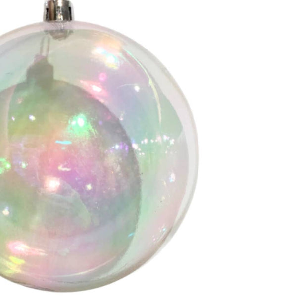 Glam Style Clear Iridescent Plastic Ball Christmas Ornament 8"