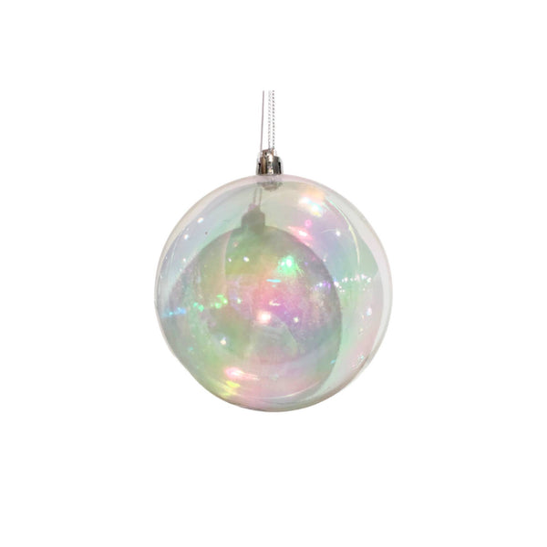 glam style Clear Iridescent Plastic Ball Christmas Ornament 8"