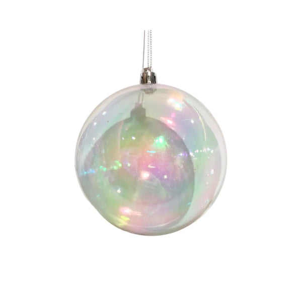 Glam Style Clear Iridescent Plastic Ball Ornament 5.5"