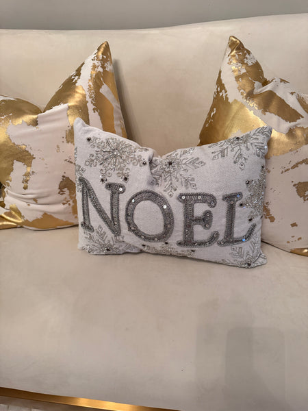 glam style Glam Noel Embroidered Throw Pillow 14x20