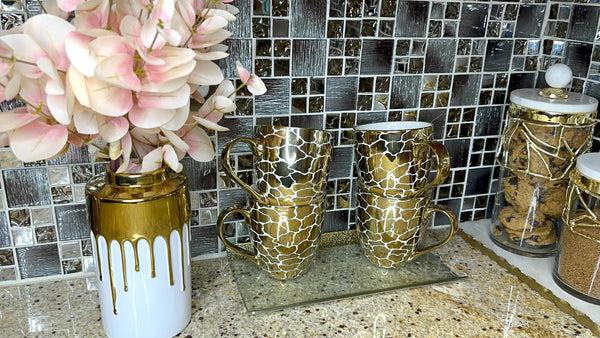 Glam Style 11.5"L Glass Tray With Gold Border