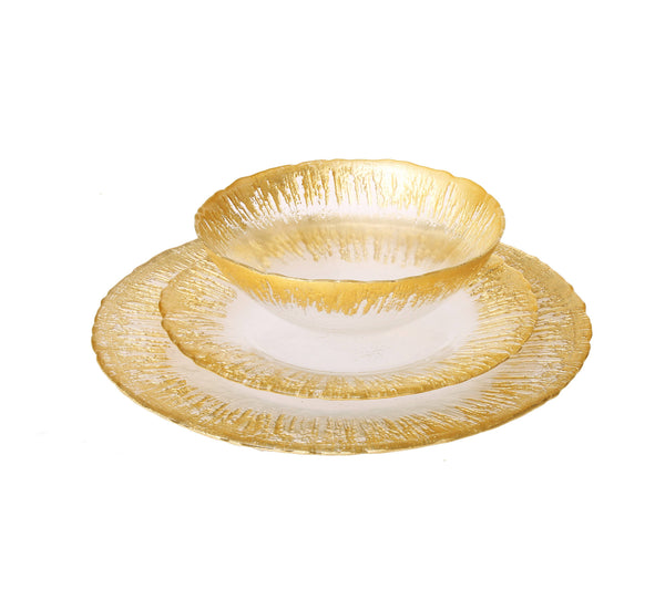 glam style 12 Piece Flashy Gold Dinnerware Set