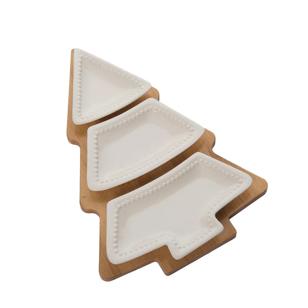 Glam Style 12" White Christmas Tree Tray Set Of 4