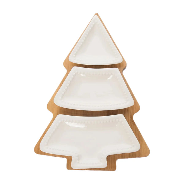 glam style 12" White Christmas Tree Tray Set of 4