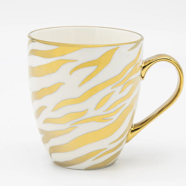 Glam Style 19 Oz Gold Animal Print Mugs