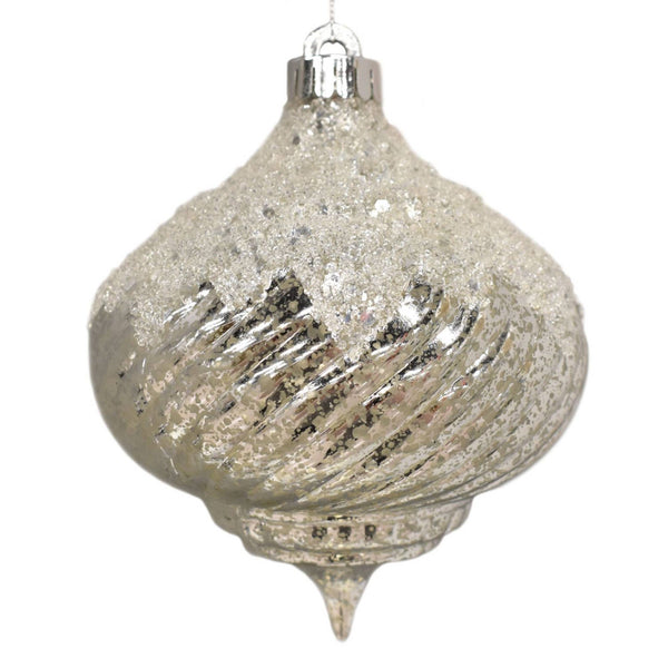 glam style 5” Onion Shape Classic Ornament - Silver