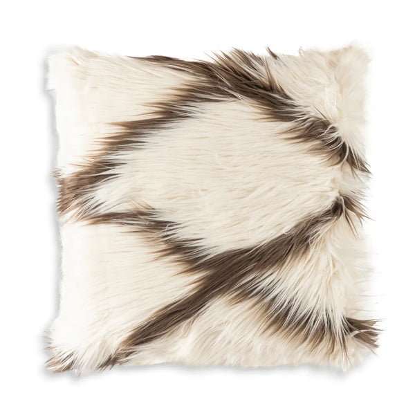 glam style Alaska Ivory Brown Fur Pillow