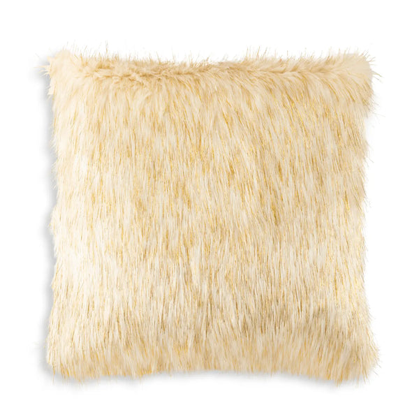 Glam Style Aspen Ivory Gold Fur Pillow