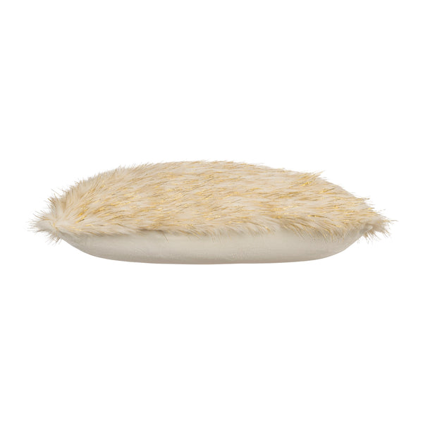 Glam Style Aspen Ivory Gold Fur Pillow