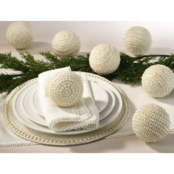 Glam Style Bead And Pearl Orb (set Of 2)