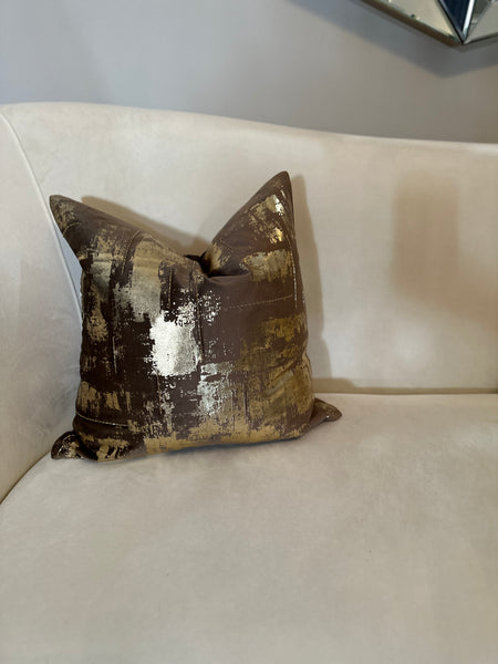 Glam Style Brown Velvet Amli Stone Pillow