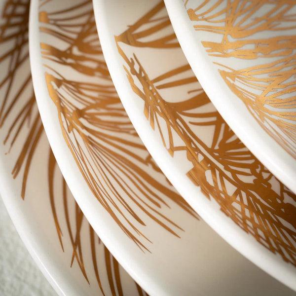Glam Style Ceramic Gold And White Dinner Plates