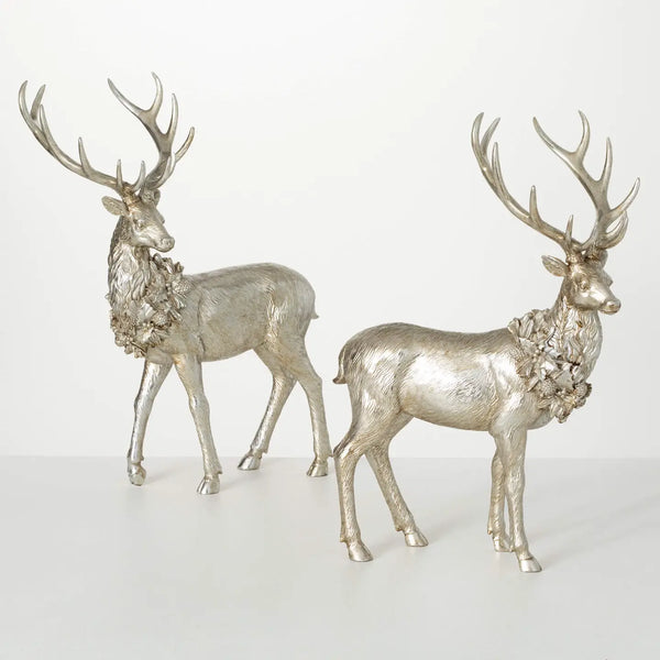 glam style Champagne Deer Figurine Set 2