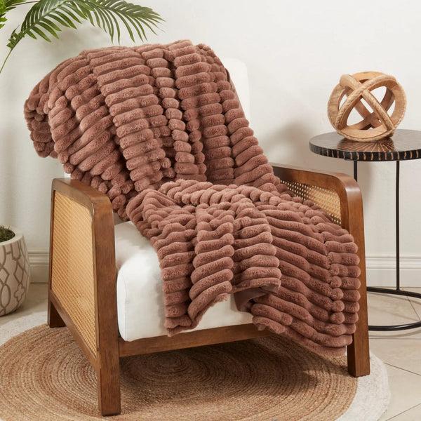 Glam Style Cozy Comfort Faux Rabbit Fur Throw