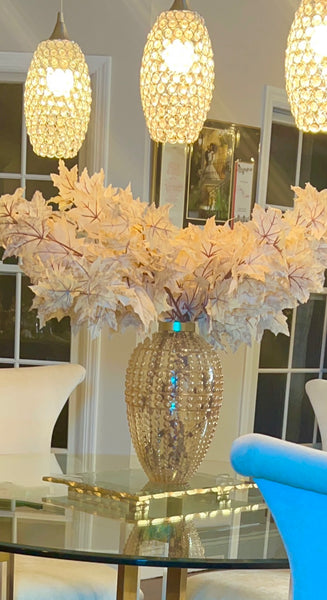 Glam Style Crystal Vase With Gold Rim