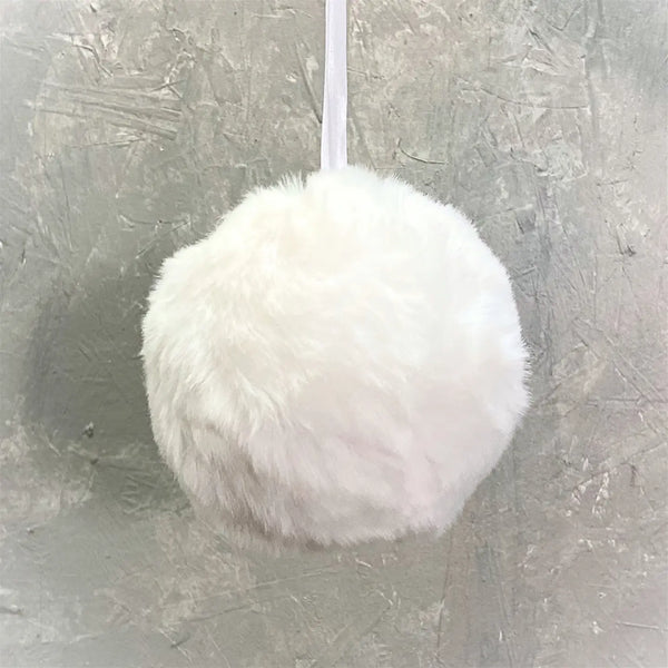 glam style Elegant Artificial Fur Ball Ornament 5"