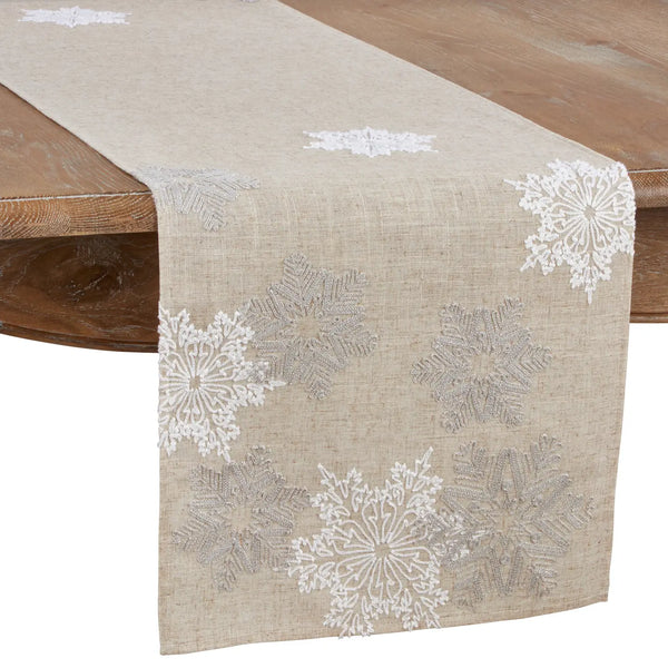 glam style Embroidered Snowflake Runner